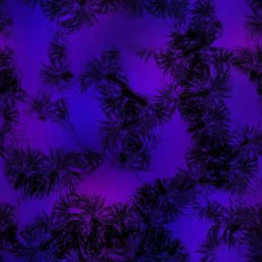 Miami gece tropikal siyah yapraklar gün batımı bulanıklığında