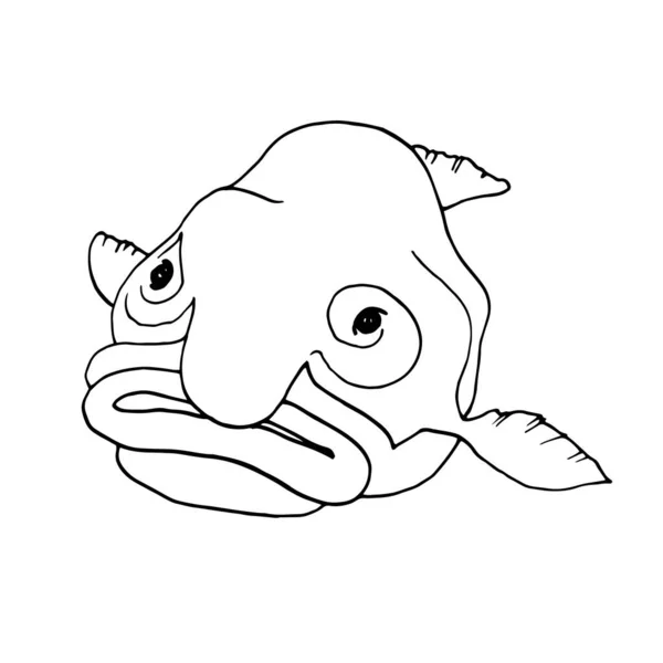 Блоббі, смішна риба глибокого моря. Векторні ілюстрації в стилі Doodle . — стоковий вектор