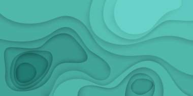 Modern kağıt yeşil arka planı kesiyor. 3D soyut kağıt sanat tarzı, el ilanları posterleri.,