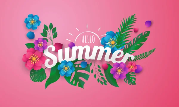 Design Banner Frame Bloem Zomer Achtergrond Met Mooie Vector Illustratie — Stockvector