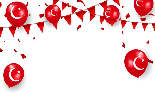Κόκκινα Μπαλόνια Confetti Concept Design Εθνική Κυριαρχία Και Την Ημέρα — Διανυσματικό Αρχείο