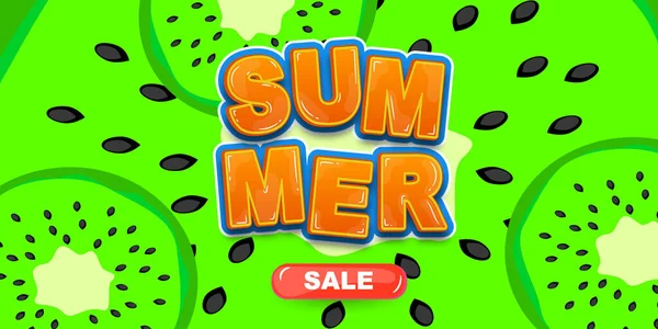 Zomer Verkoop Kiwi Begroeten Achtergrond Viering Vector Illustratie Poster Banner — Stockvector