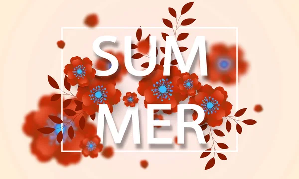 Design Banner Rahmen Orange Blume Sommer Hintergrund Mit Schönen Vektor — Stockvektor