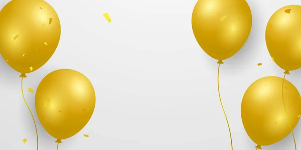 ゴールドバルーンの背景を持つお祝いパーティーバナー ベクトルイラスト販売 — ストックベクタ
