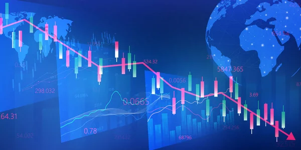 株式市場 図表付き経済グラフ ビジネスと金融の概念とレポート 抽象技術コミュニケーションの概念ベクトルの背景 — ストックベクタ