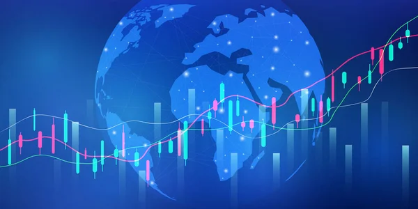株式市場 図表付き経済グラフ ビジネスと金融の概念とレポート 抽象技術コミュニケーションの概念ベクトルの背景 — ストックベクタ