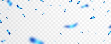 Konfeti mavisi kurdelelerle kutlama şablonu. Lüks tebrik kartı.