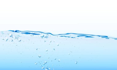 Beyaz arkaplan üzerinde su sıçrama ve dalga kabarcıkları vektörü