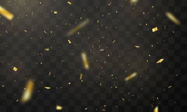 Konfeti altın kurdelelerle kutlama şablonu. Lüks tebrik kartı.