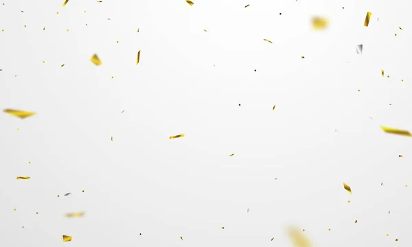 コンフェッティゴールドリボンでお祝いの背景テンプレート 豪華グリーティングリッチカード — ストックベクタ