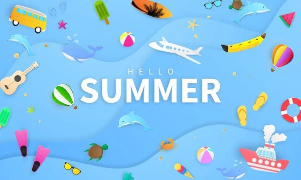 春の夏のフレームポスター リングの挨拶の背景を泳ぐ バナーベクトルイラストとポスターカードのデザイン — ストックベクタ