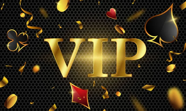 Vip Покер Запрошення Розкішне Вибухове Запрошення Конфетті Святкування Вечірки Гемблінг — стоковий вектор