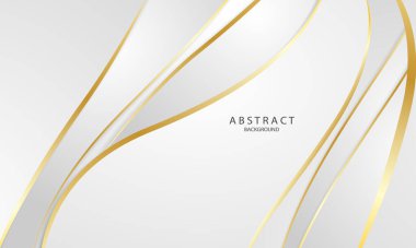 Dinamik dalgalı soyut gri ve altın arkaplan posteri. teknoloji ağı Vektör illüstrasyonu.