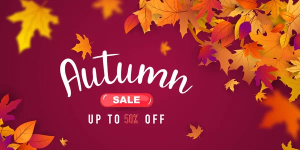 Herbst Verkauf Fallende Blätter Hintergrund Natur — Stockvektor