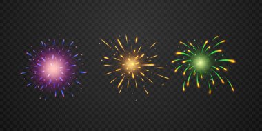 Arka plan şablonunu havai fişek kurdeleleriyle kutlayın. Lüks tebrik kartı.