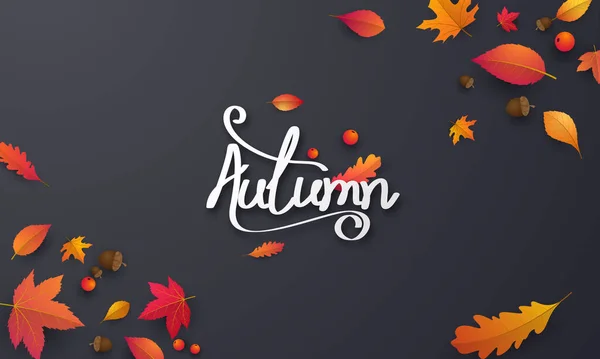 Autumn Falling Leaves Background Nature — Stock Vector