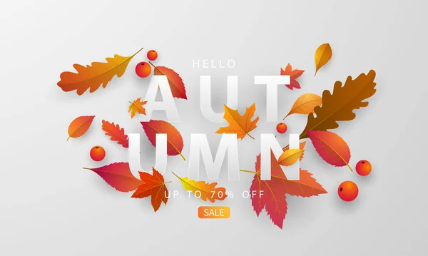 Automne Vente Chute Feuilles Fond Nature — Image vectorielle