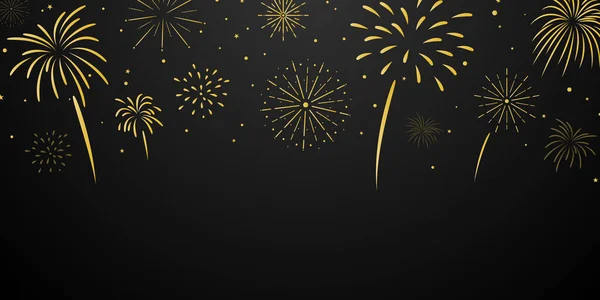 Havai fişek altınla kutlama şablonu. Lüks tebrik kartı.