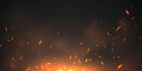 Горящие Красные Горячие Искры Реалистичный Огонь Пламя Абстрактный Фон — стоковый вектор