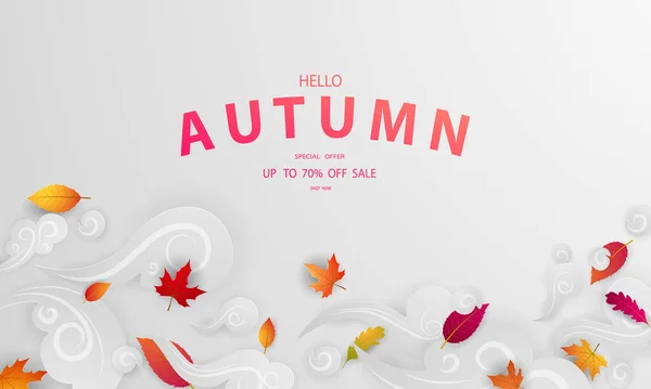 Automne Vente Chute Feuilles Chute Fond Vectoriel Modèle — Image vectorielle