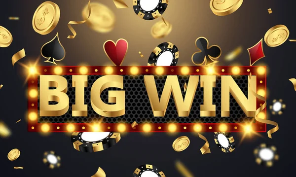 Big Win Casino Convite Luxo Vip Com Confete Festa Celebração —  Vetores de Stock