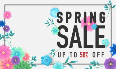 Design banner flower Spring background with beautiful. Vector illustration template banners.