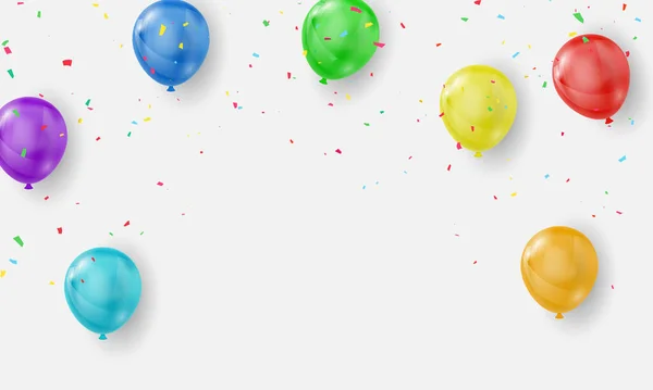 カラーバルーン コンフェッティコンセプトデザインテンプレートの休日ハッピーデー 背景お祝いベクトルイラスト — ストックベクタ