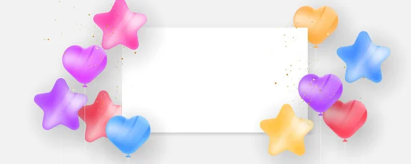 甘い色の風船 コンフェッティのコンセプトデザインテンプレートの休日ハッピーデー 背景お祝いベクトルイラスト — ストックベクタ