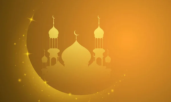 Ramadan Kareem Achtergrond Vector Illustratie Met Moskee Maan Plaats Voor — Stockvector