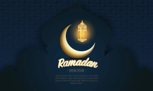 Ramadan Kareem 2020 Pozadí Vektorová Ilustrace Mešitou Měsícem Místo Pro — Stockový vektor