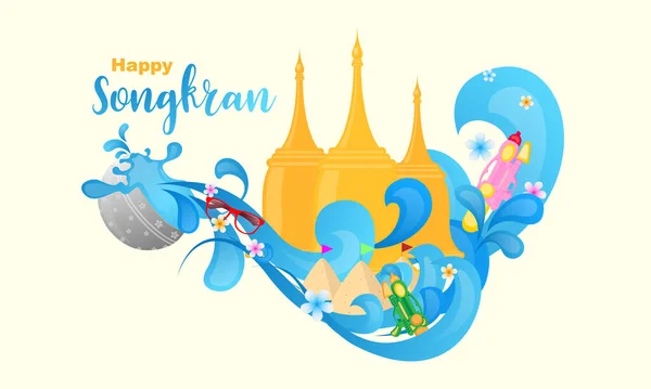Songkran Γιορτή Φεστιβάλ Ταϊλάνδη Διακοπές Φόντο — Διανυσματικό Αρχείο