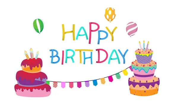 Happy Birthday Banner Bunte Feier Hintergrund — Stockvektor