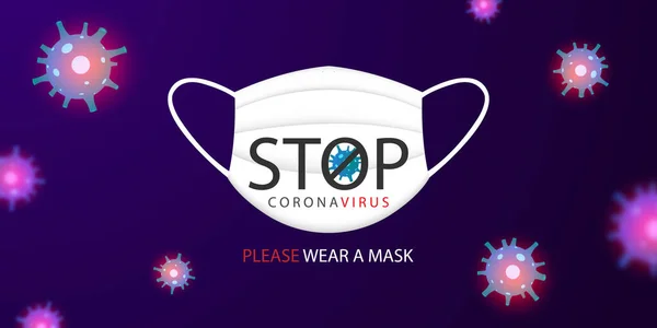 Coronavirus Corona Virüsünü Durdurun Lütfen Maske Takın Covid — Stok Vektör