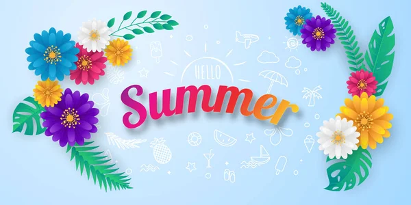 Design banner flower summer background with beautiful. Vector illustration template banners.