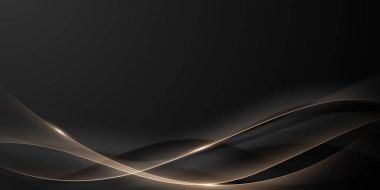 Lüks altın elementler vektör illüstrasyonlu soyut modern tasarım siyah zemin.