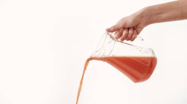 El sıkma suyu, meyve kompostosu beyaz arka planda izole edilmiş.