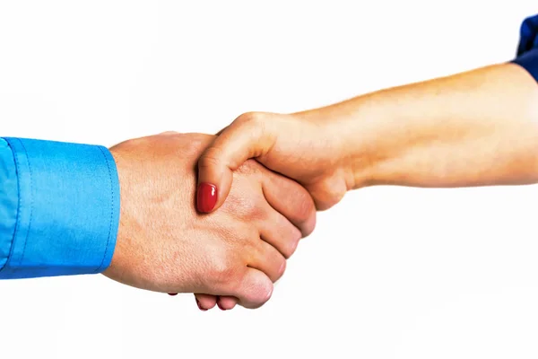 Samec a samice handshake, samostatný — Stock fotografie