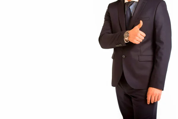 Business man gives thumbs up isolated — Stock Photo, Image