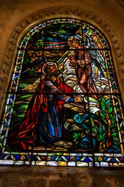 Santo Domingo, Dominik Cumhuriyeti - 1 Kasım 2015: Bazilika Katedrali, Santa Maria la Menor Santo Domingo'deki / daki vitray