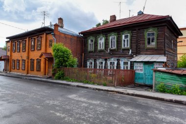 Kazan, Rusya - 5 Haziran 2016: Renkli eski tatar evde Kazan, Rusya Federasyonu