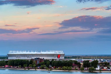 Rostov-On-Don, Rusya-26 Haziran 2018: Gün batımı görünümü Rostov Arena Stadyumu
