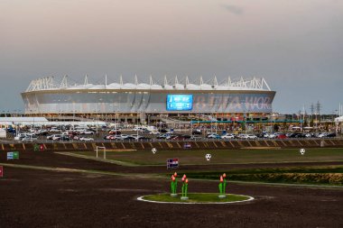 Rostov-On-Don, Rusya-26 Haziran 2018: Gün batımı görünümü Rostov Arena Stadyumu