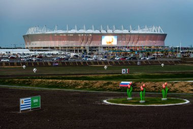 Rostov-On-Don, Rusya-26 Haziran 2018: Gün batımı görünümü Rostov Arena Stadyumu