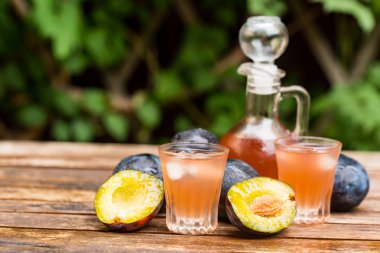 Erik brendi veya slivovitz taze olgun erik ile