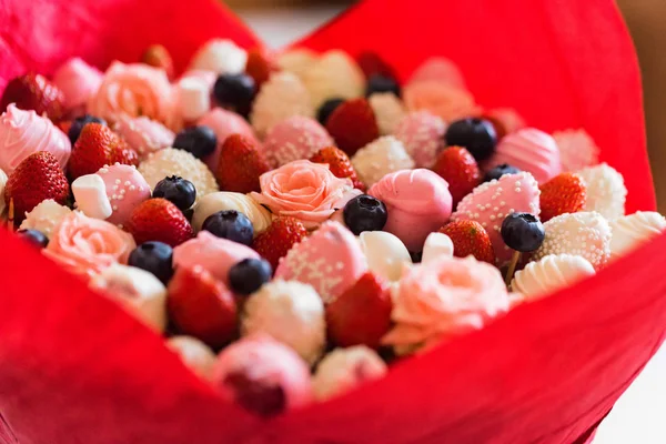 Decorative bouquet made of sweets close up