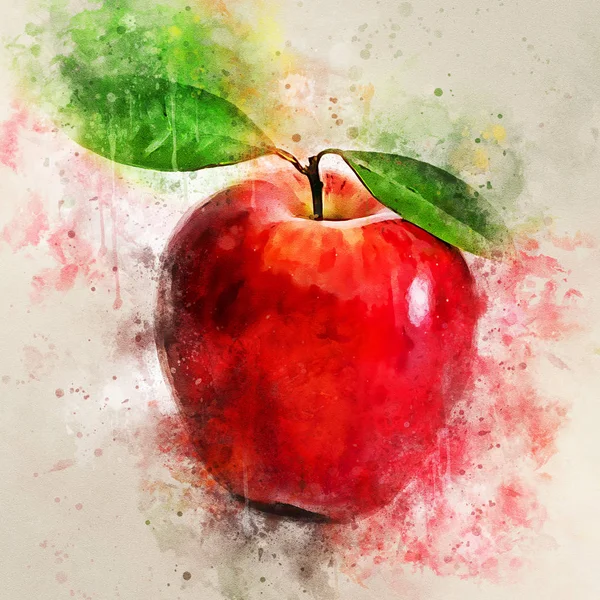 Aquarelle de pommes rouges isolées sur fond blanc — Photo