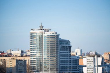 Rostov-On-Don, Rusya - 7 Nisan 2019: Riverside Don iş merkezinin görünümü