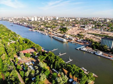 Don Nehri'nden Rostov-on-Don şehrinin havadan görünümü