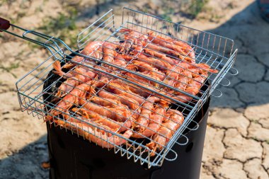 Izgara yakın taze ham langoustines