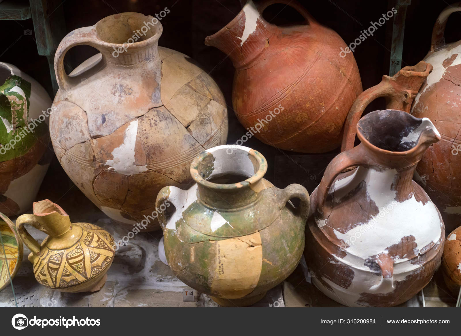 Ancient ceramic pottery found in Tanais. Archeological items Stock